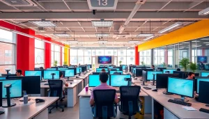 Engage with top-tier call centers in Tijuana, Mexico, showcasing agents in a dynamic workspace.