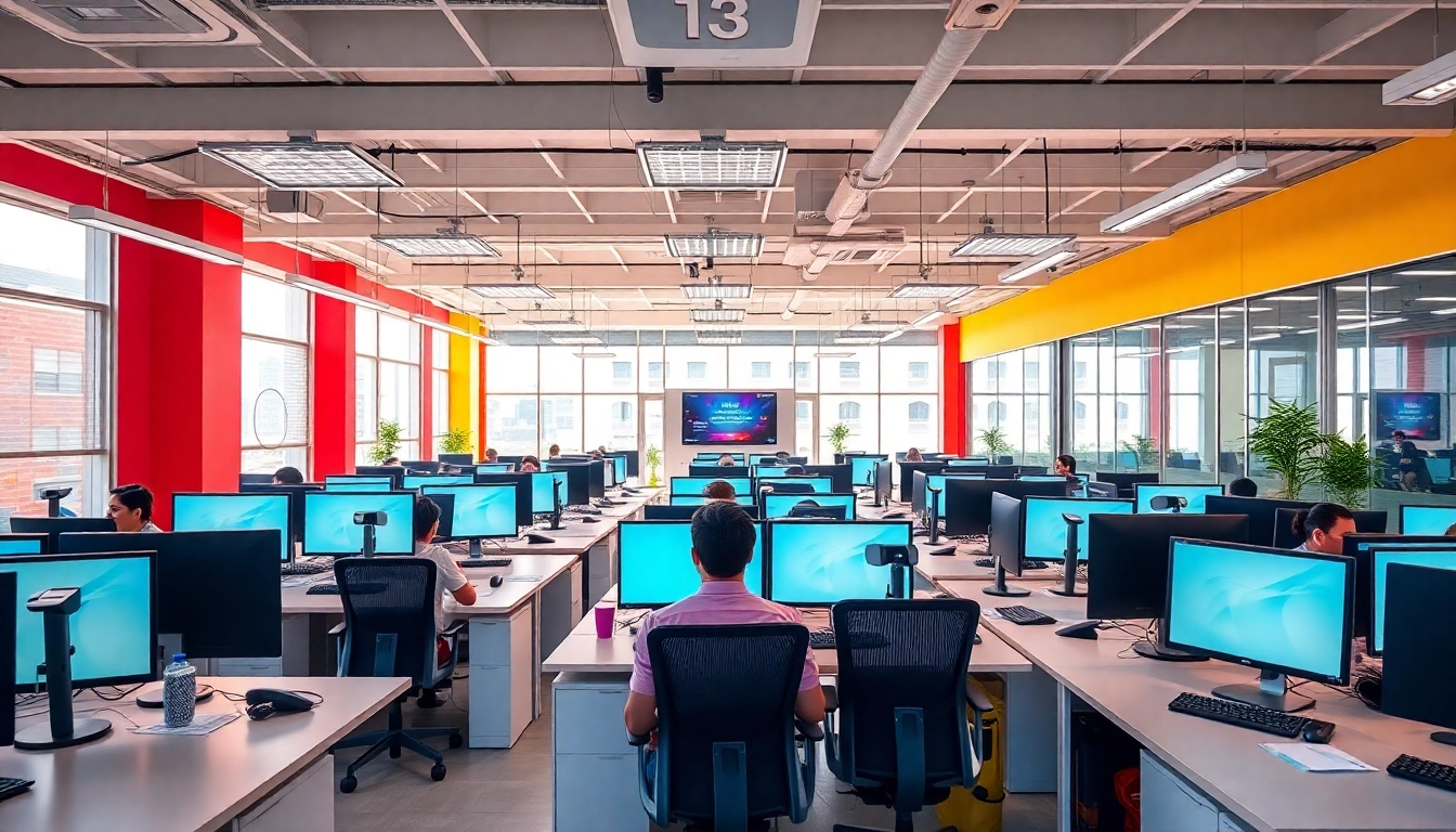 Engage with top-tier call centers in Tijuana, Mexico, showcasing agents in a dynamic workspace.