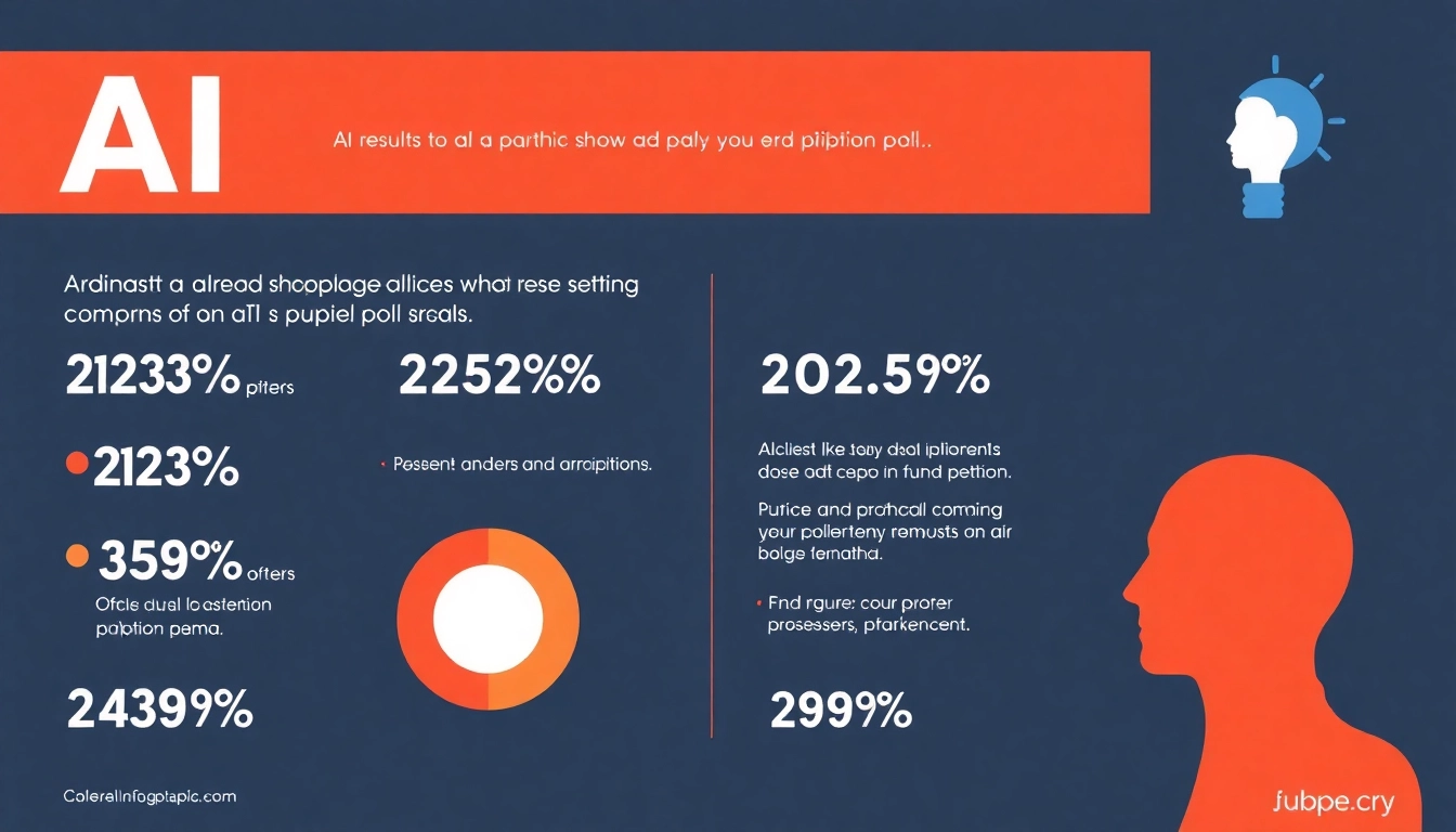 AI Opinion poll infographic displaying public sentiments and statistics on artificial intelligence usage and views.