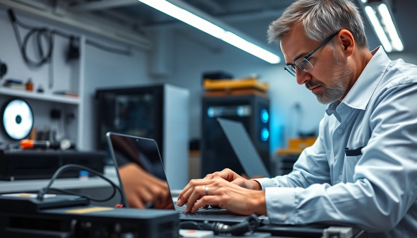Servizio di riparazione computer settimo torinese con un tecnico esperto al lavoro.
