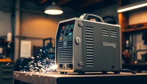 Welding with the Unimig Viper welder, showcasing its precision and power in a workshop.