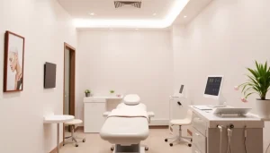 Behandlung in einer modernen Klinik für ästhetische Medizin mit beruhigender Atmosphäre.