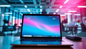 Download line下载電腦版 on a modern laptop, showcasing its user-friendly interface and design.