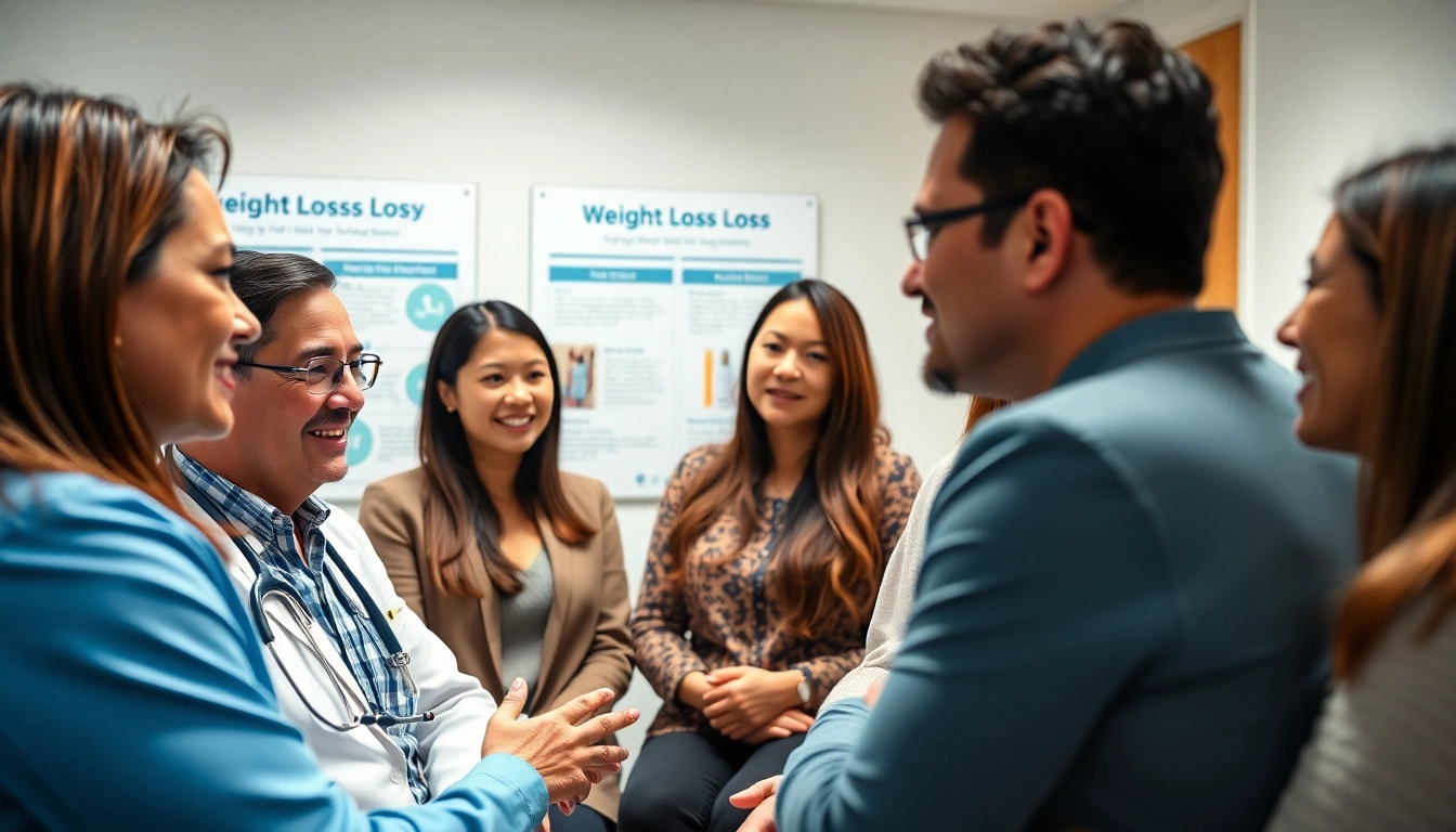 Healthcare professionals discussing injectable weight loss options in a clinic setting.