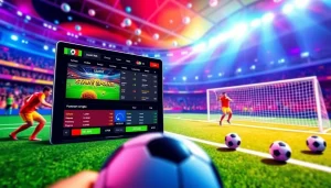 Experience judi bola terpercaya with vibrant online betting visualization and interactive soccer elements.