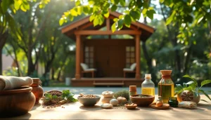 Pancharma-Kur in einer ruhigen Ayurveda-Oase mit traditionellen Heilmitteln.