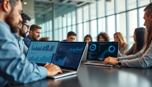Analyze competitive intelligence through collaborative teamwork in a modern office setting.