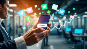 Generate referral codes online displayed on a smartphone screen in a vibrant marketing environment.