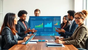 Analyze competitive intelligence data using AI tools in a collaborative business environment.