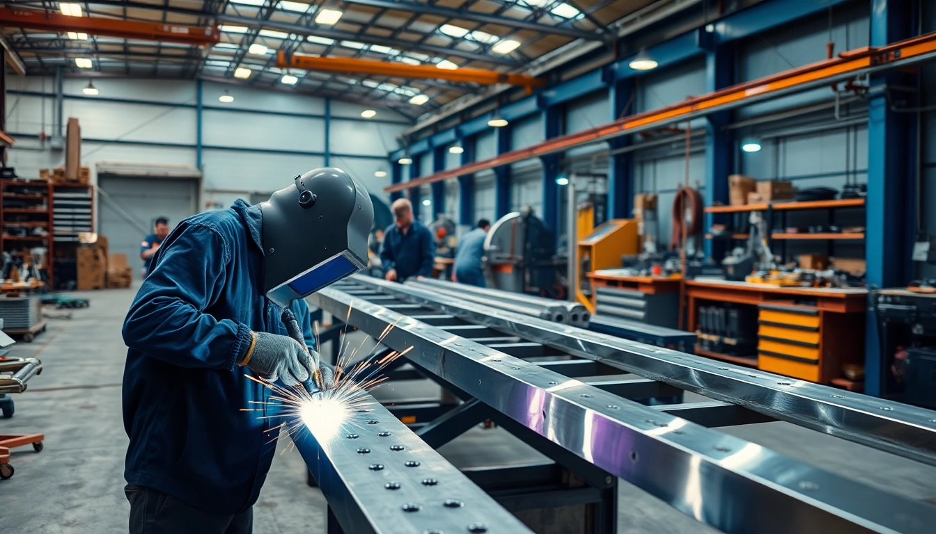 Find top steel fabricators near me working in a professional steel fabrication workshop.