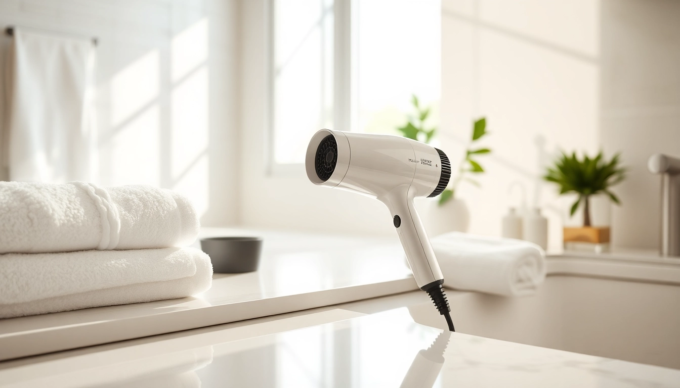 Effortlessly styling hair with a sleek lightweight hair dryer that enhances beauty routines.