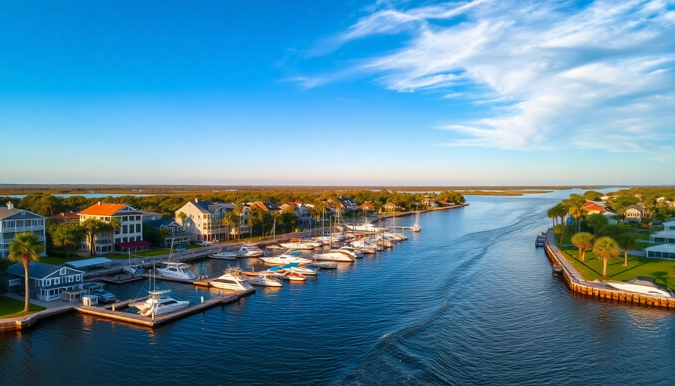 Discover scenic waterfront homes of Georgetown SC with vibrant boats and clear skies.