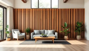 Transform your space with a diy wood slat wall, enhancing warmth and style in a modern living room setting.