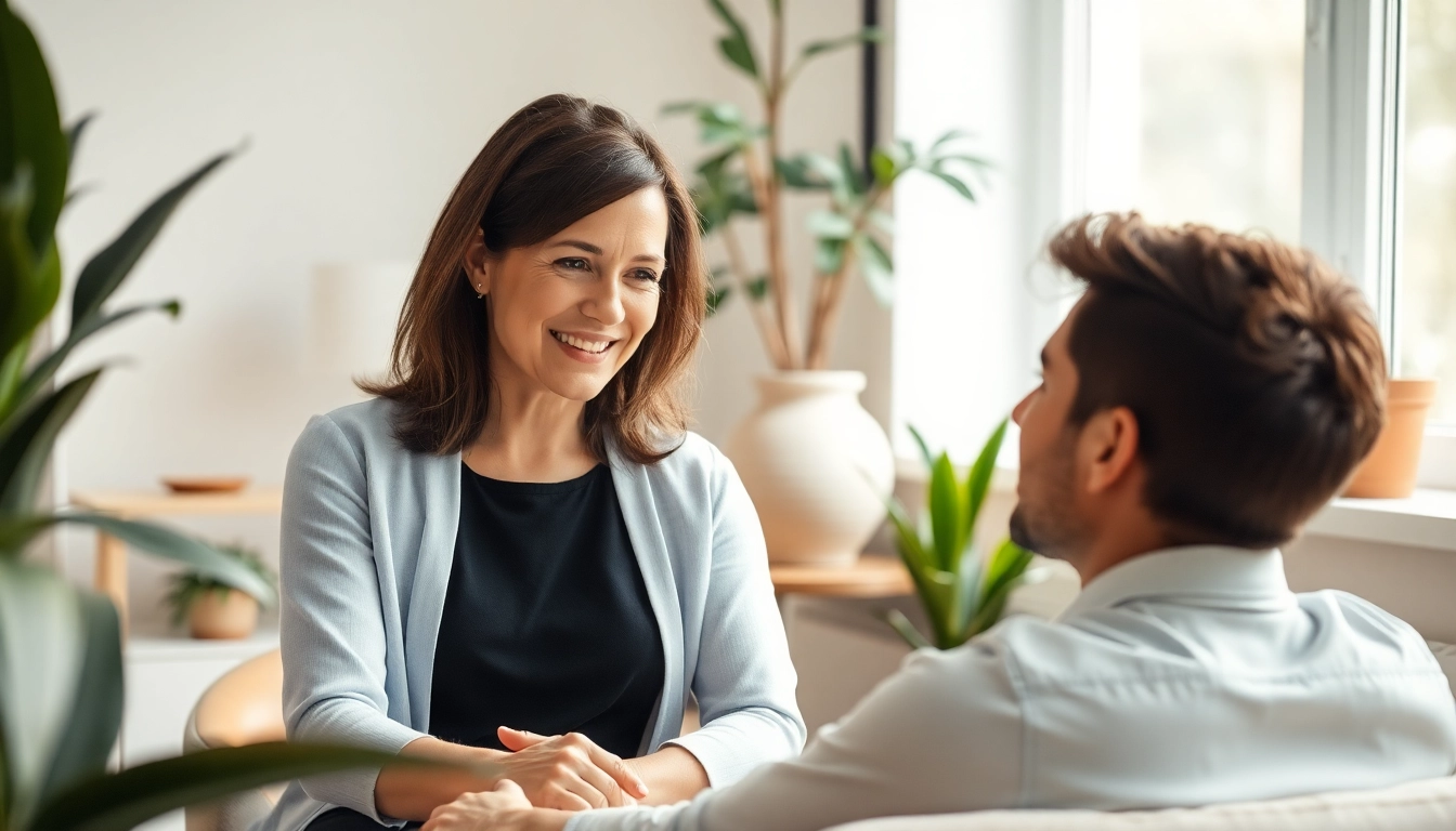 Engaging session dealing with anxiety in a calming therapy office, showcasing relaxation techniques.
